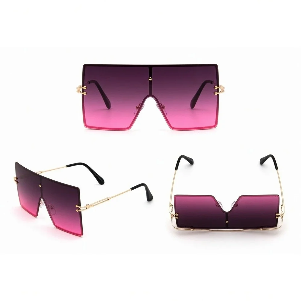 Bold Oversized Square Women Sunglasses Featuring Trendy Dark Cherry Lenses Gafas